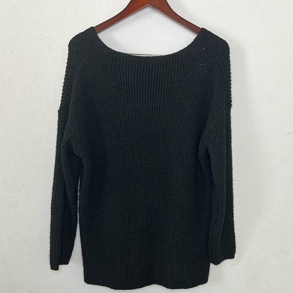 For the Republic Black Knit Sweater Womens Size Medium Fall Winter Casual Cozy - Picture 3 of 13